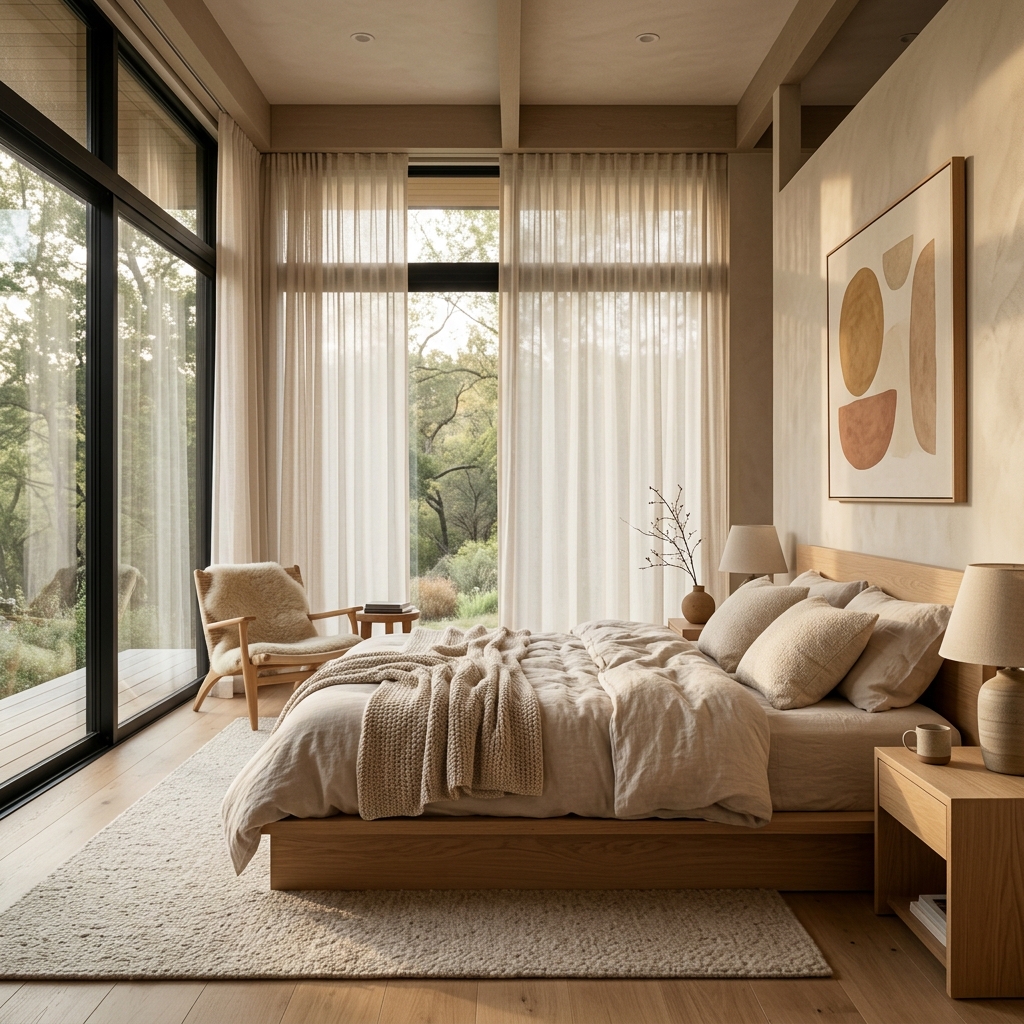 Calm bedroom with soft neutral palette